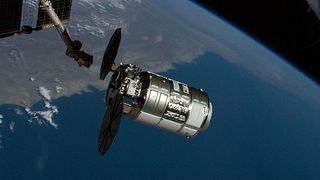 Photo of the uncrewed Cygnus NG-15 cargo vessel departing the International Space Station on June 29, 2021.