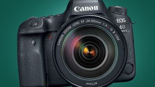 The Canon EOS 6D Mark II on a green background