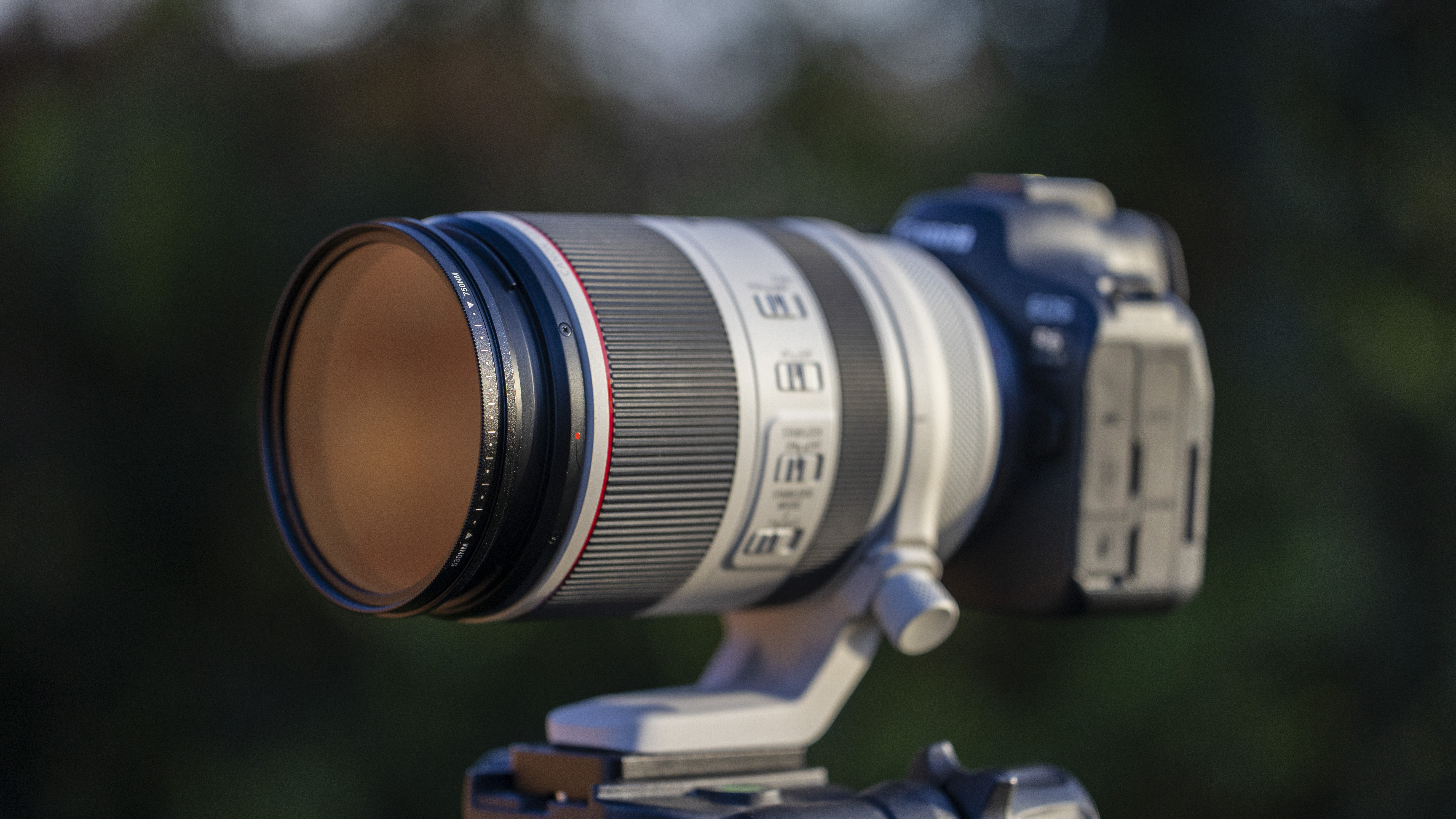 Fotga Variable IR filter product shot outside on a 70-200mm lens