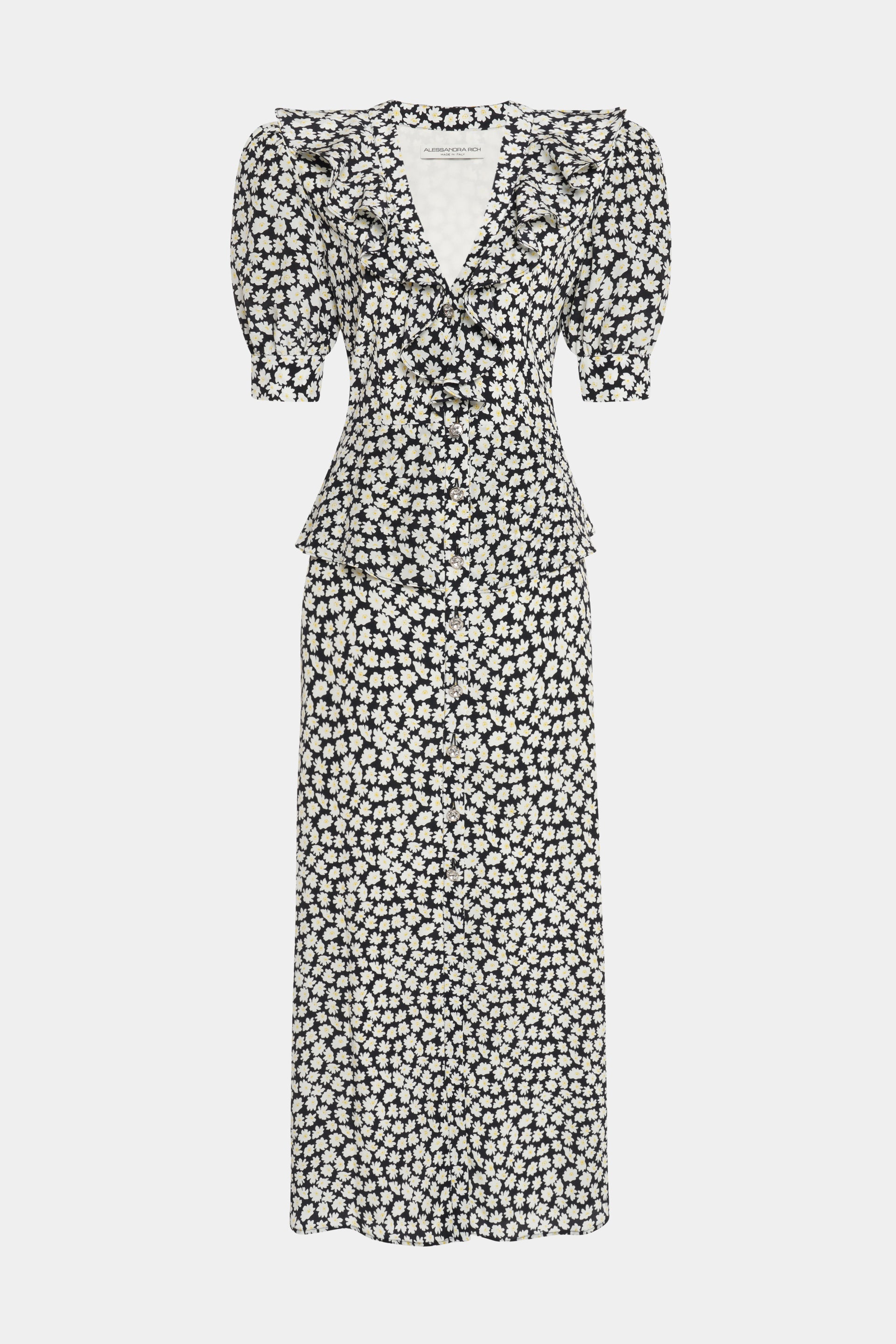 Small Flowers Print Dress - 36 / Black