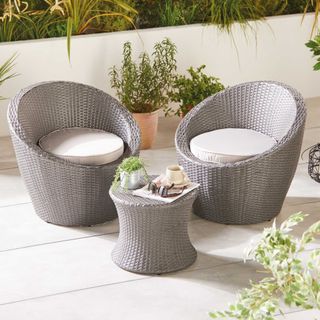 Aldi Grey & Cream Rattan Bistro Set