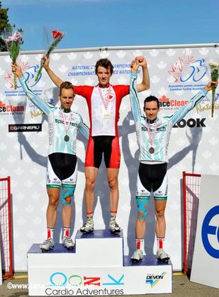 THe elite men's podium (l-r): Andrew Randell, Will Routley and Bruno Langlois.