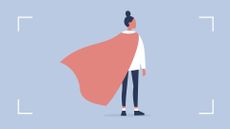 Illustration of a woman wearing cape, representing how to be more confident