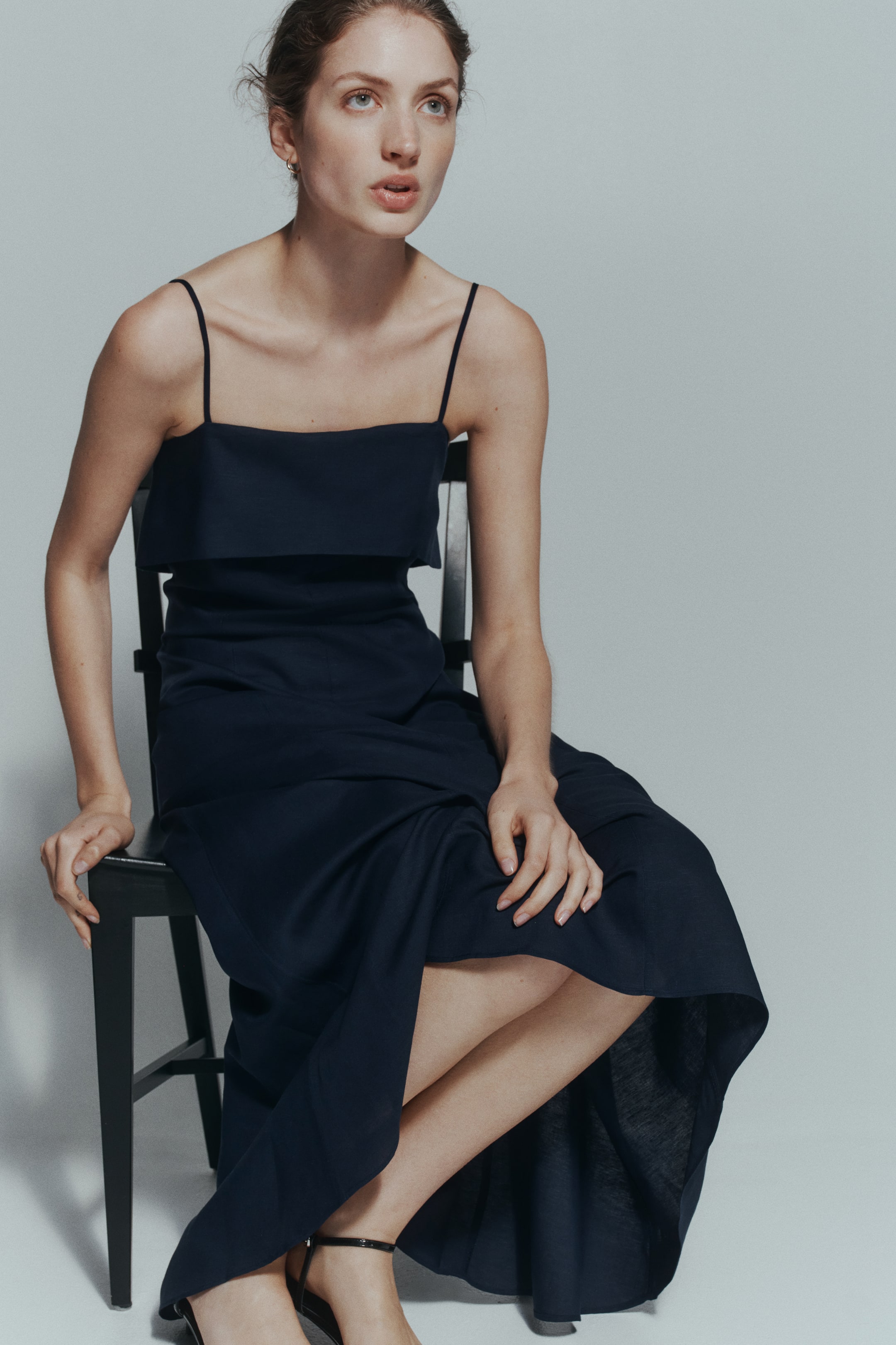 Linen-Blend Strappy Dress