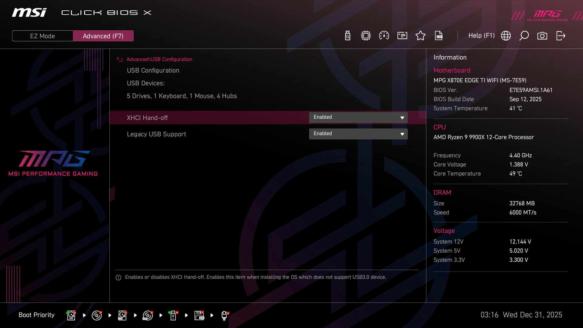MSI MPG X870E Edge Ti Wifi - BIOS