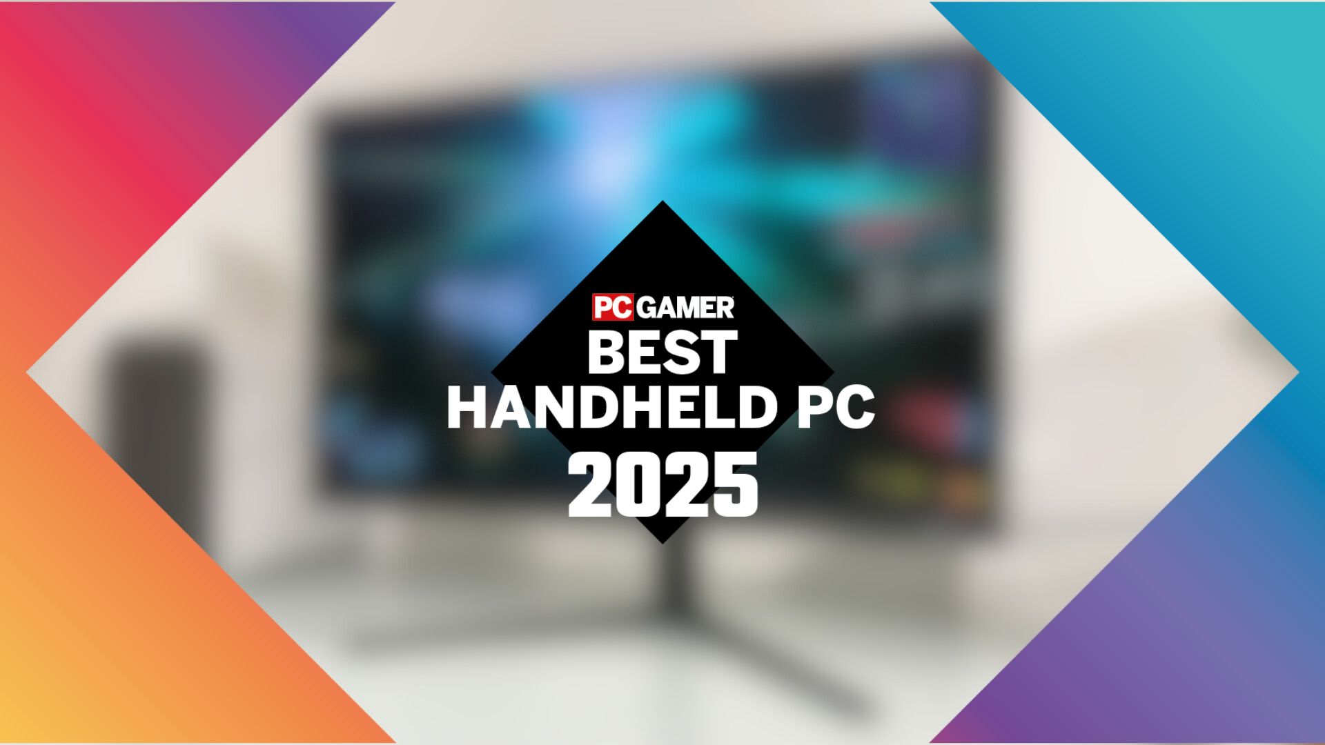 An Alienware monitor blurred behind a PC Gamer hardware awards logo