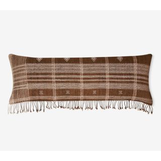 Lulu and georgia fringed toffee patterned throw pillow