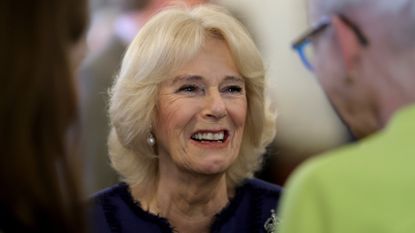 Camilla, Queen Consort attends a reception to celebrate the second anniversary of The Reading Room at Clarence House on February 23, 2023 in London, England. The Reading Room, which was official launched by the Queen Consort 2 years ago, champions literacy and encourages readers to find new literature.
