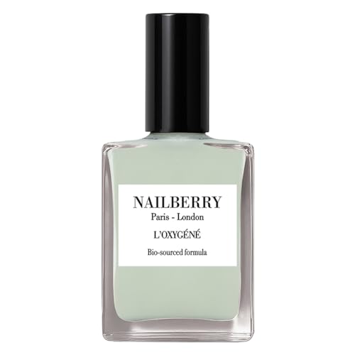 Nailberry L'oxyg&amp;eacute;n&amp;eacute; Oxygenated Nail Lacquer | Minty Fresh | Pastel Green Opaque Nail Polish | Uv Protected Long-Wear Nail Polish | 12-Free | Vegan | Certified Halal | Cruelty &amp;amp; Gluten Free | 15 Ml