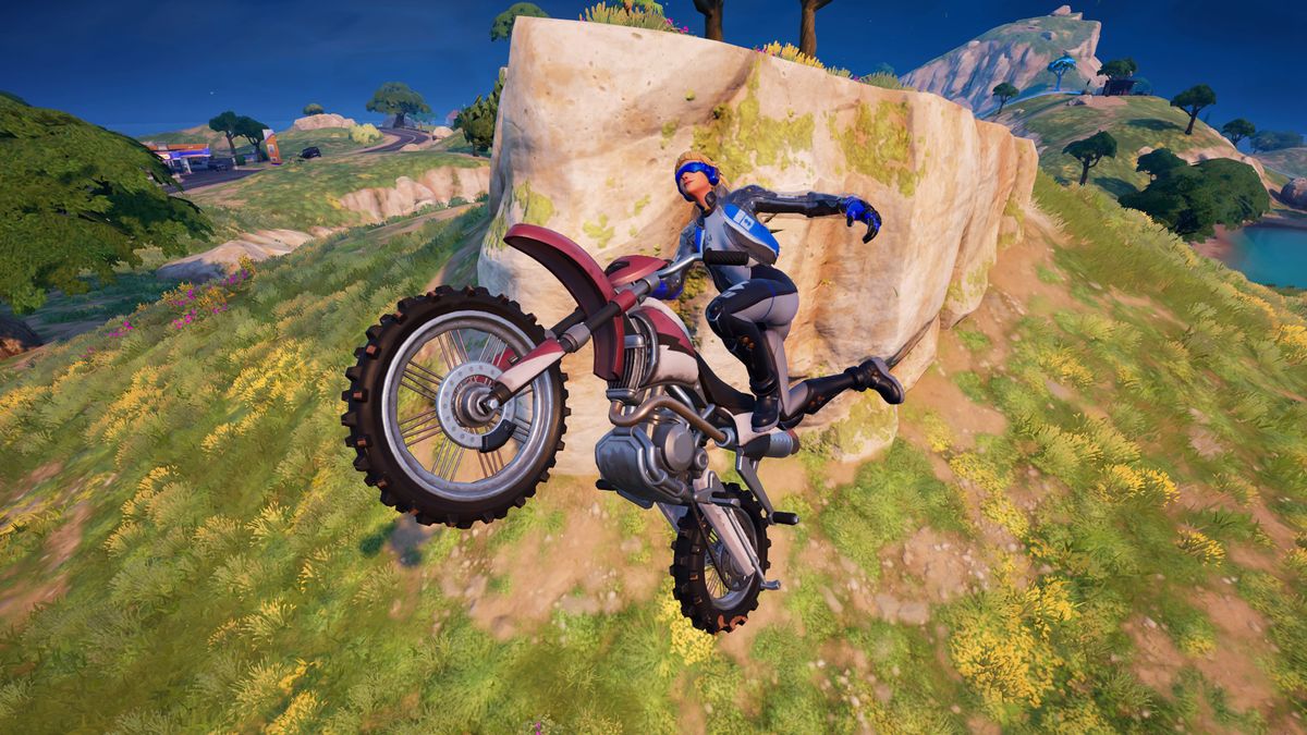 Performing tricks on Fortnite Dirt Bikes