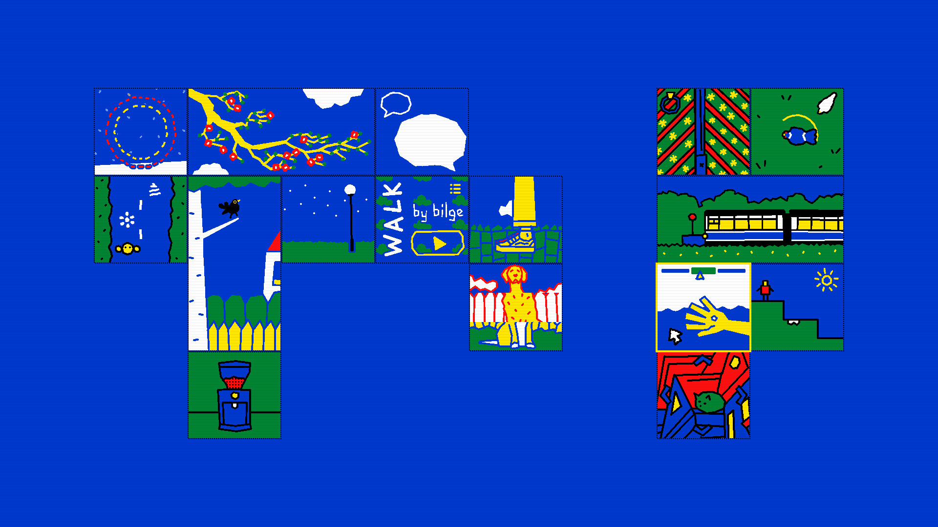 A puzzle grid with lots of different illustrations