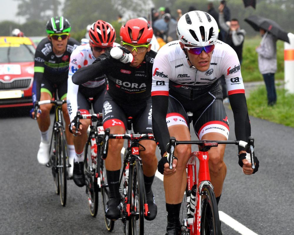 Jasper Stuyven leads the escape on stage 2 of the 2016 Tour de France. Photo: Graham Watson