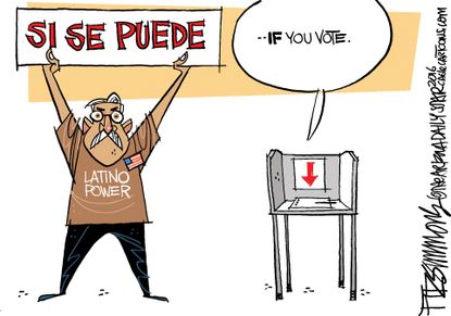 Political cartoon U.S. 2016 election latino voters
