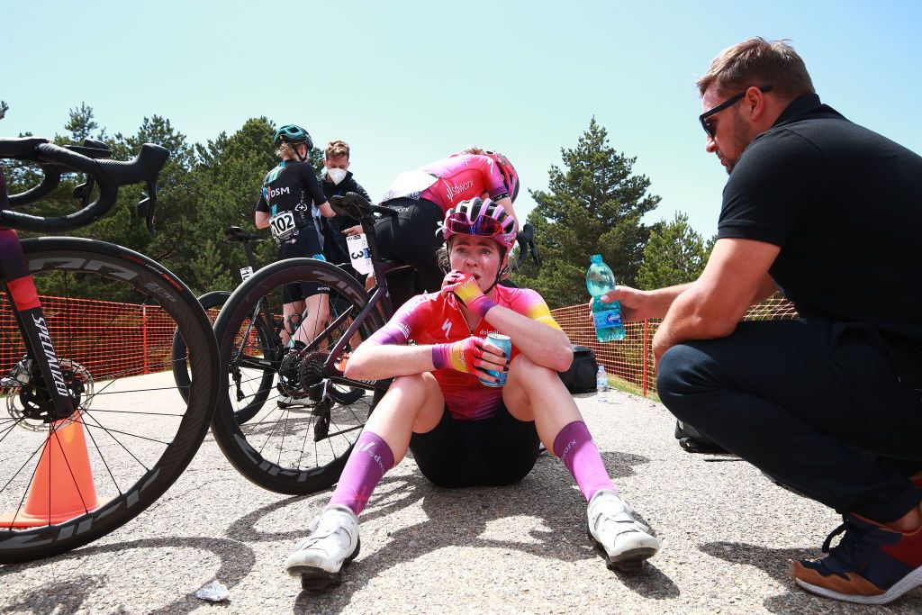 LAGUNAS DE NEILA SPAIN MAY 22 Stage winner Demi Vollering of Netherlands and Team SD Worx reacts after the 7th Vuelta a Burgos Feminas 2022 Stage 4 a 1251km stage from Covarrubias to Lagunas de Neila 1867m VueltaBurgos BurgosFem UCIWWT on May 22 2022 in Lagunas de Neila Spain Photo by Gonzalo Arroyo MorenoGetty Images