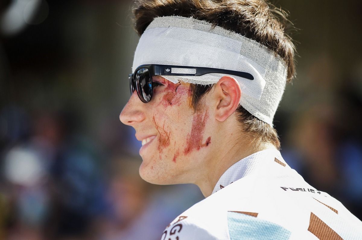 Julian Kern looking more like a mummy than a cyclist