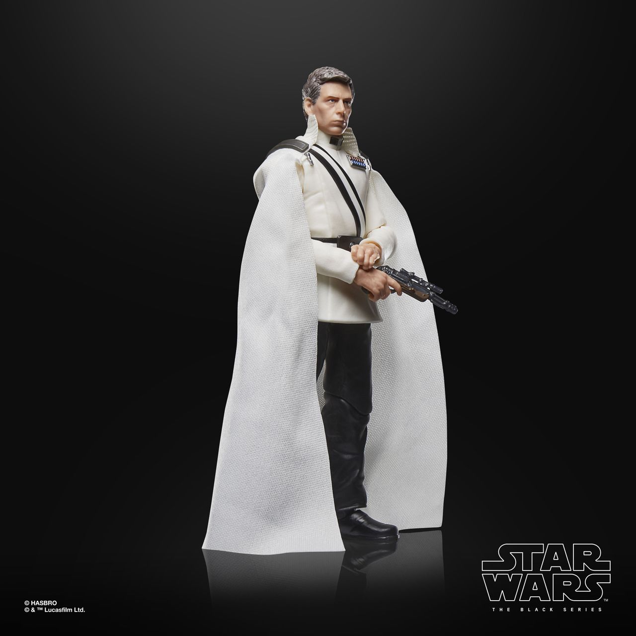 Director Krennic Star Wars action figure holding a blaster at ease