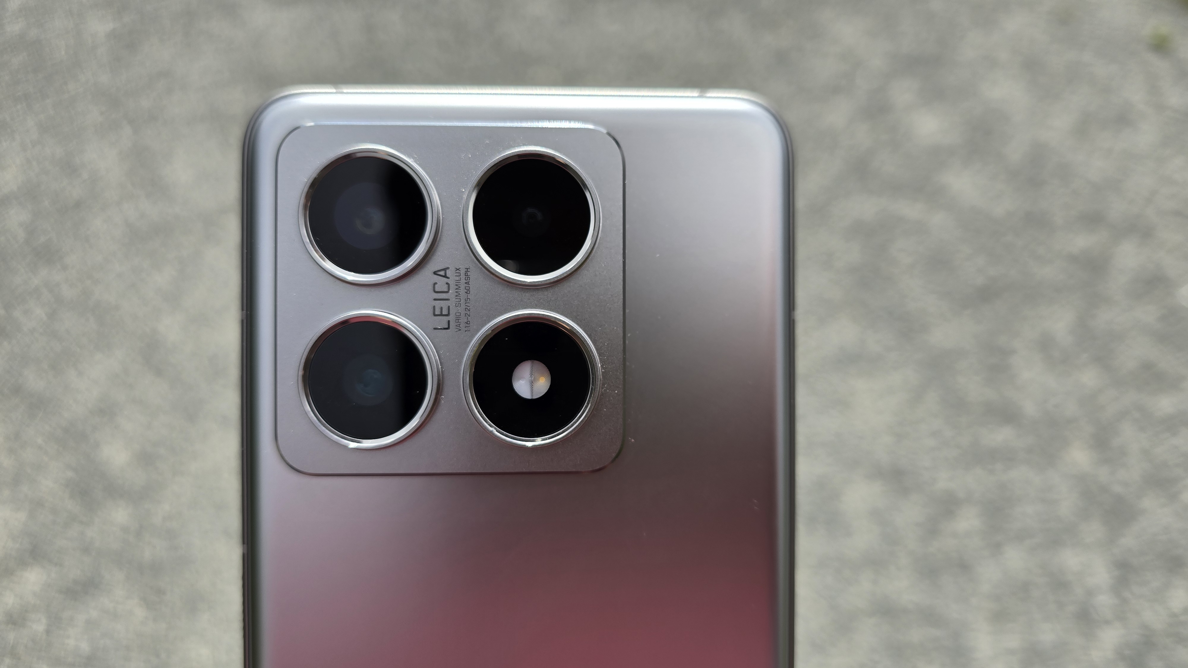 Xiaomi 14T Pro camera layout on grey phone