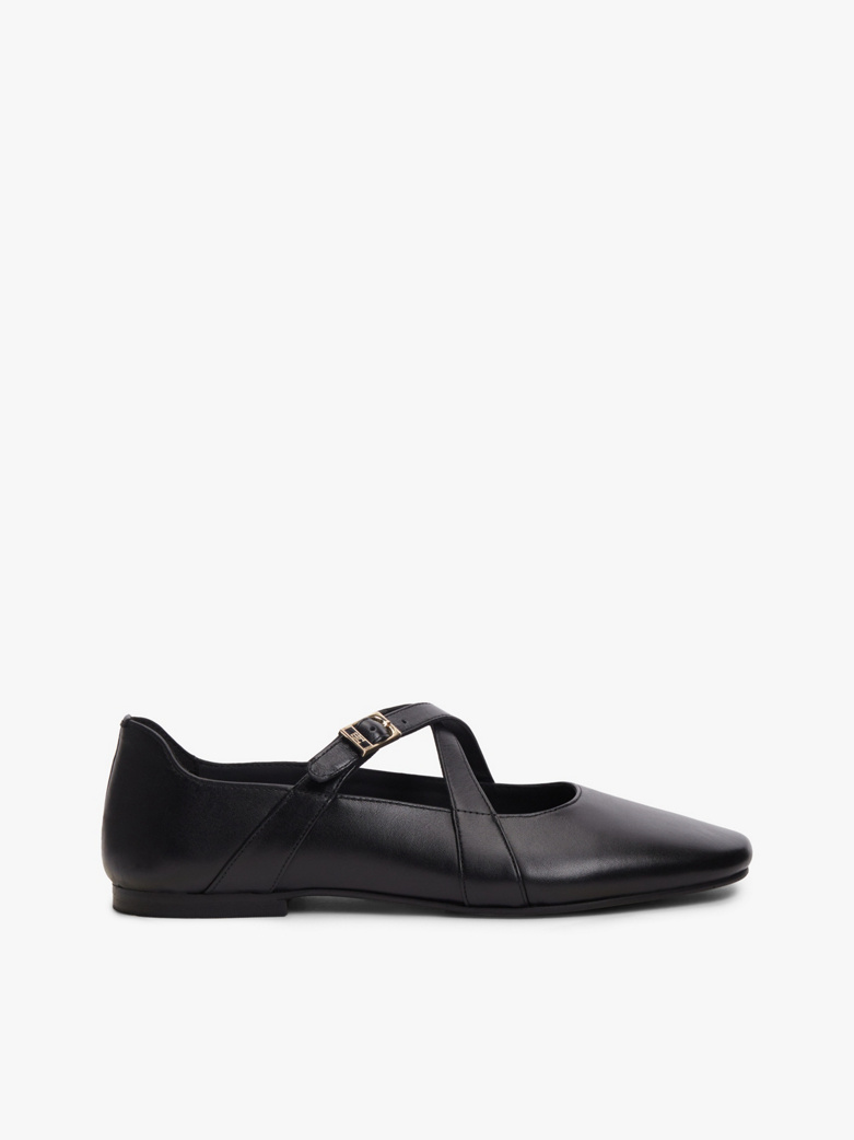 Crossover Strap Leather Mary Janes