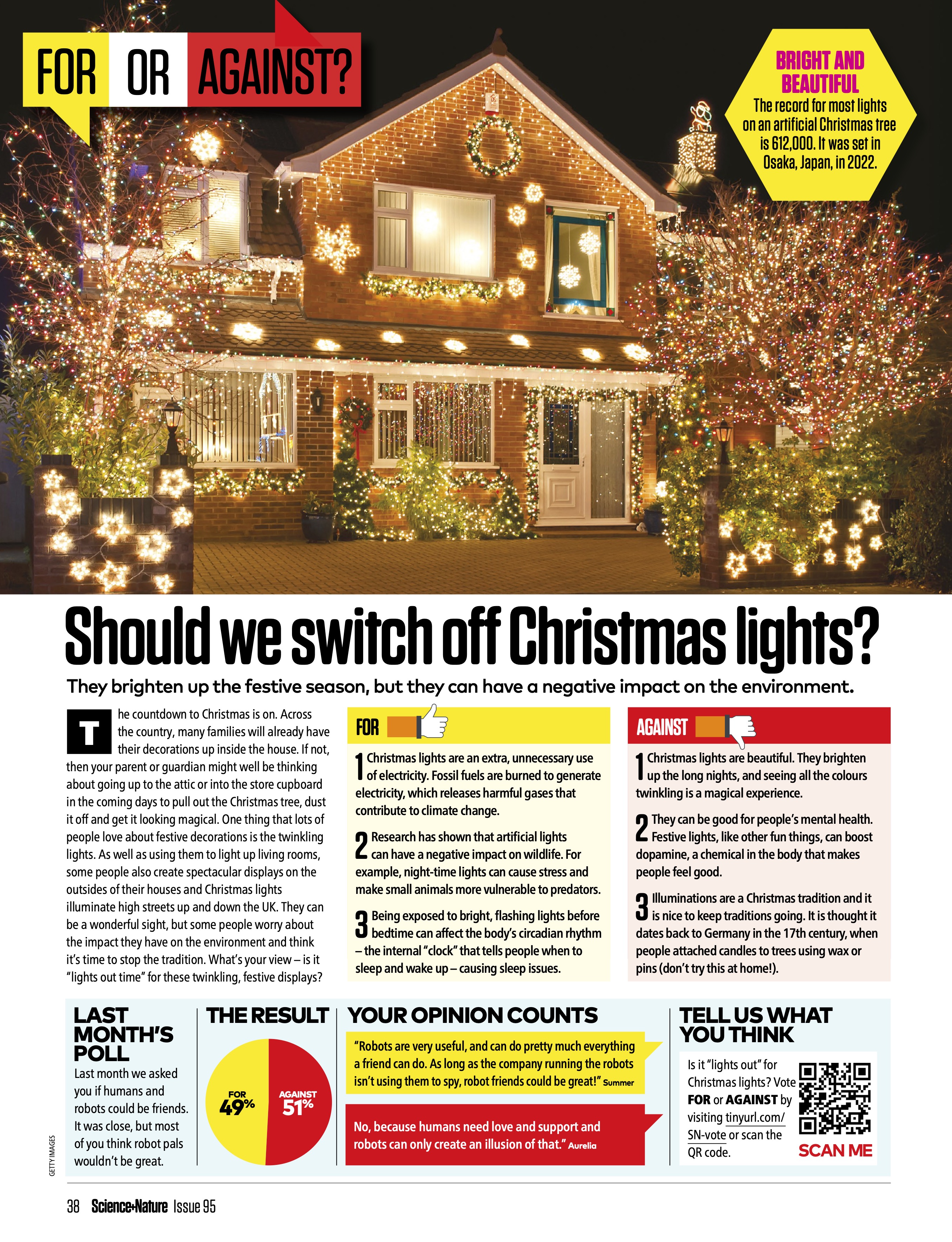 Should we switch off Christmas lights? For or Against spread