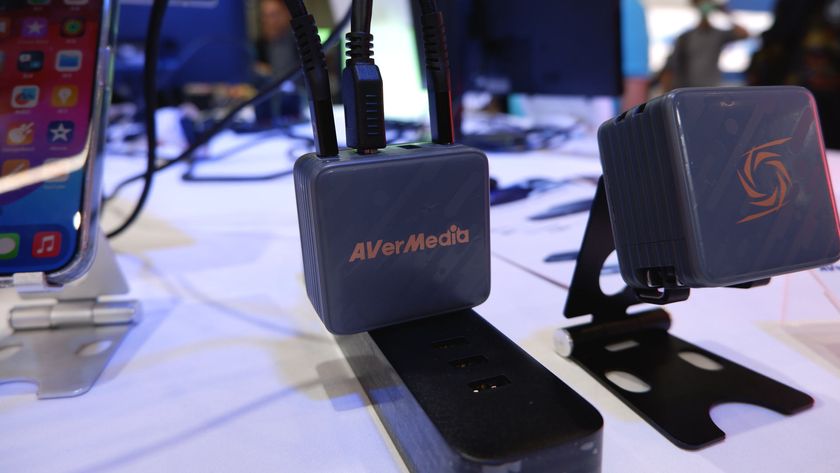 Photo of the Avermedia Premium Go series of GaN chargers, with HDMI 4K output, USB hub, and 1080p capture in the Elite Go