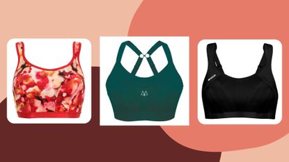 A selection of the best sports bras for larger breasts from Pour Moi, MAARE, and Shock Absorber