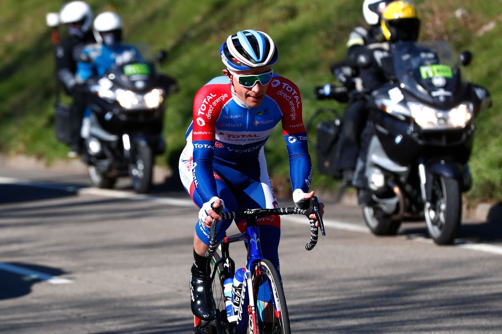 SAINTCYRLECOLE FRANCE MARCH 07 Fabien Doubey of France and Team Total Direct Energie during the 79th Paris Nice 2021 Stage 1 a 166km stage from SaintCyrlEcole to SaintCyrlEcole Breakaway Feeding ParisNice on March 07 2021 in SaintCyrlEcole France Photo by Bas CzerwinskiGetty Images