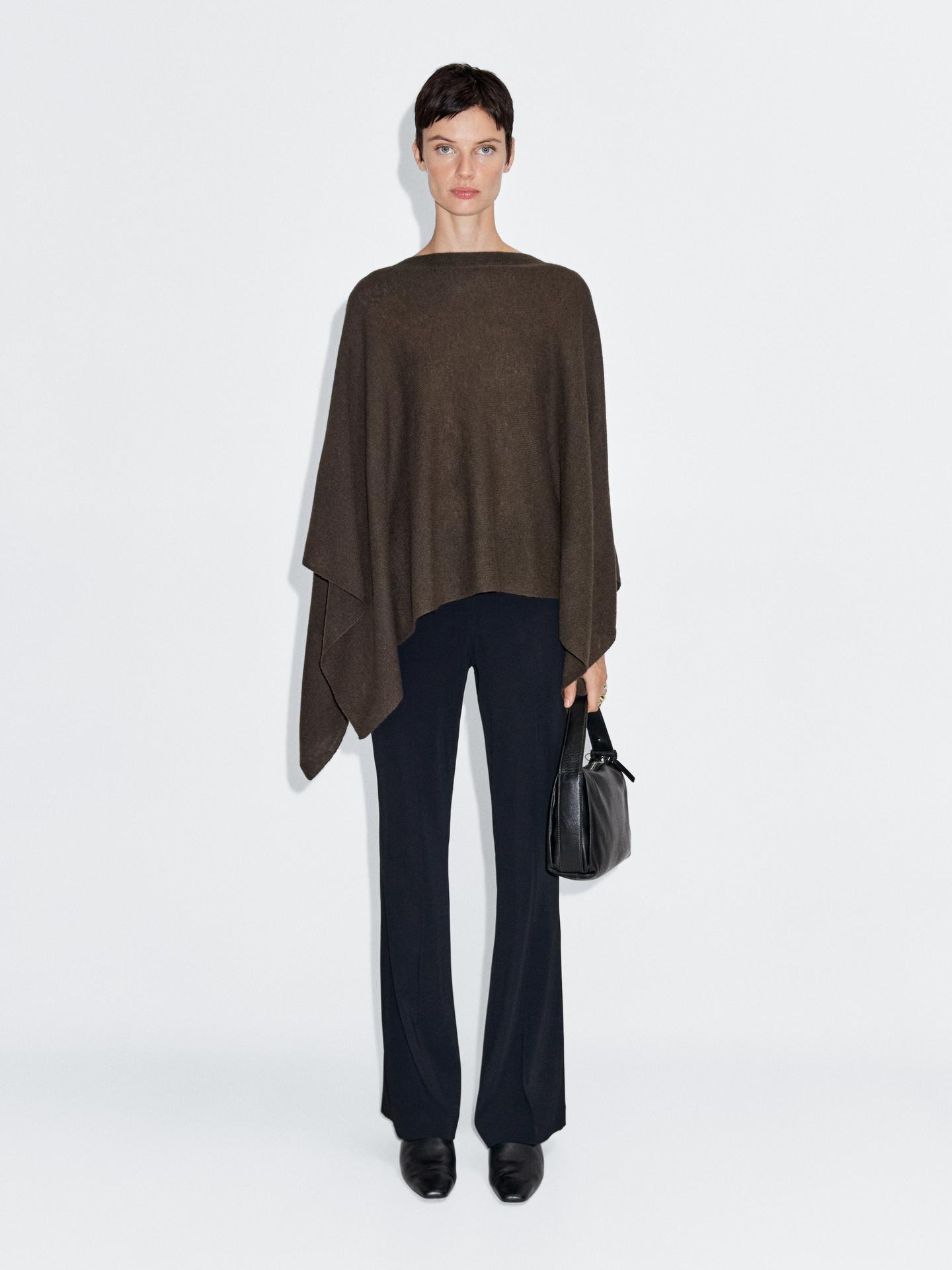 100% Wool Asymmetric Knit Cape