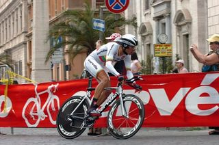 Lithuanian time trial champion Ignatas Konovalovas en route to winning the Giro's final stage in Rome.