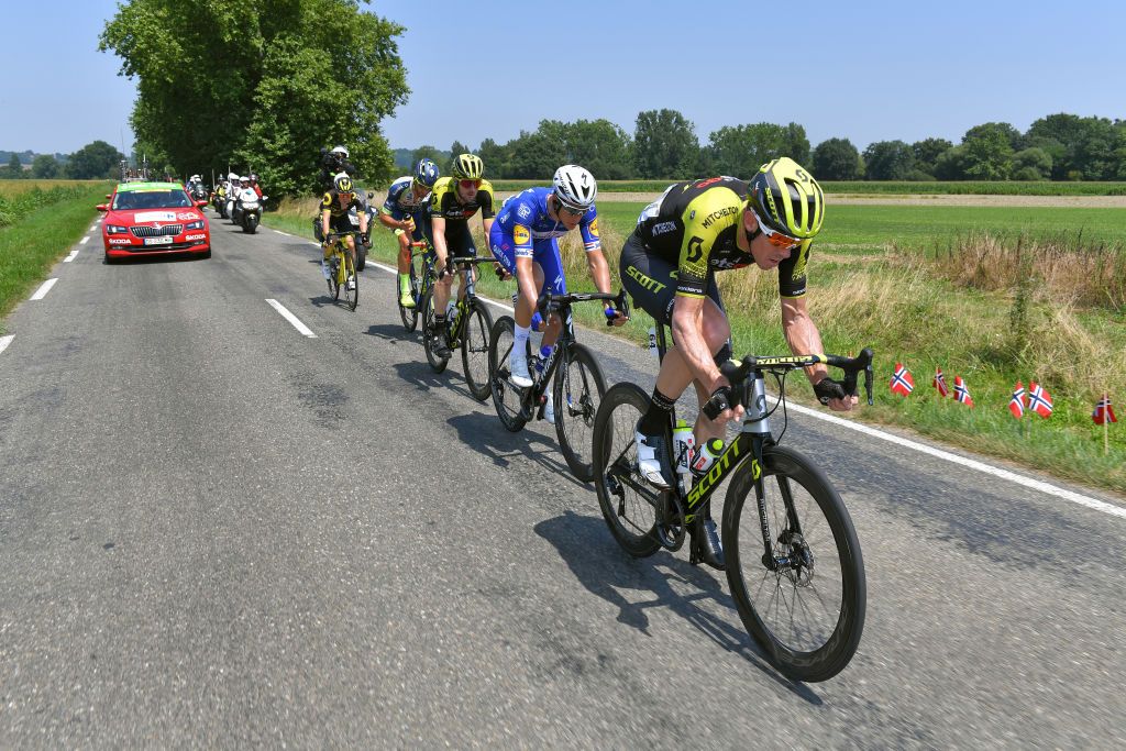 The breakaway led by Mathew Hayman (Mitchelton-Scott)