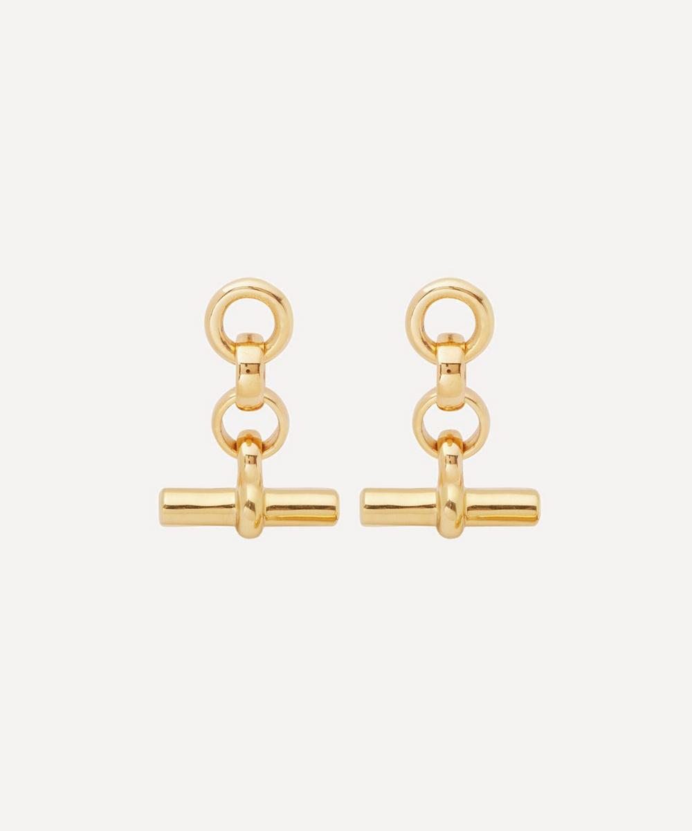 18ct Gold-Plated T-Bar Drop Earrings