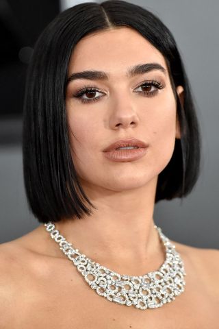 Dua Lipa with a blunt bob.