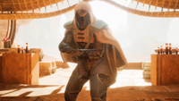 A screenshot shows a Dune: Awakening character posing with a knife