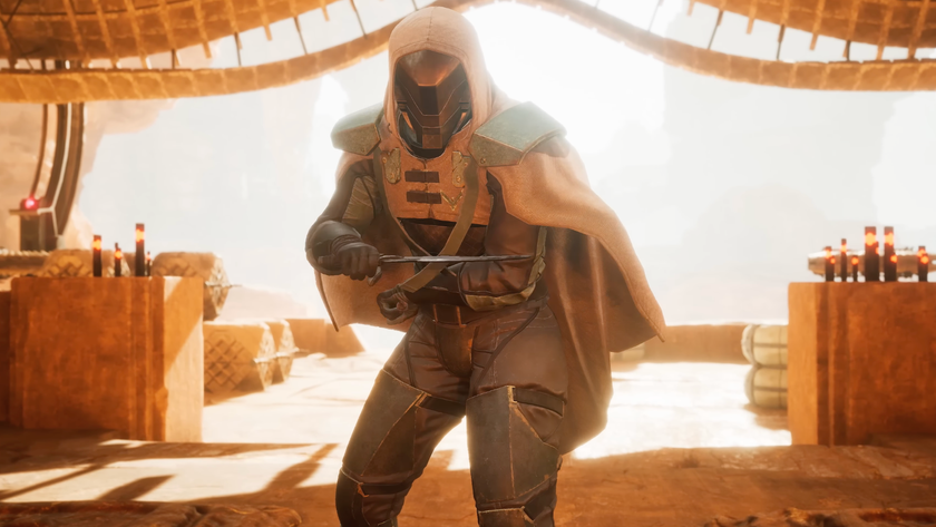 A screenshot shows a Dune: Awakening character posing with a knife