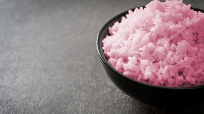 Bowl of pink rice