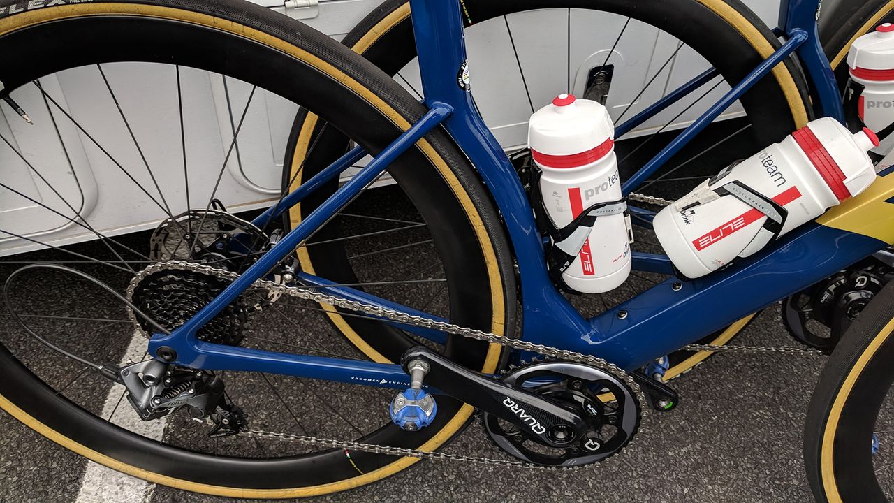 The 3T Strada seat tube profile hugs the rear wheel
