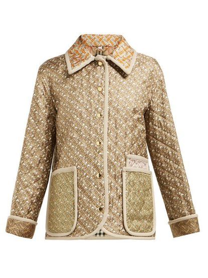 Burberry Monogram-Print Single-Breasted Quilted Silk Jacket