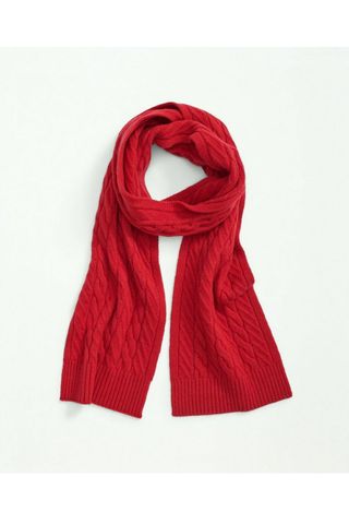 Brooks Brothers Merino Wool and Cashmere Blend Cable Knit Scarf