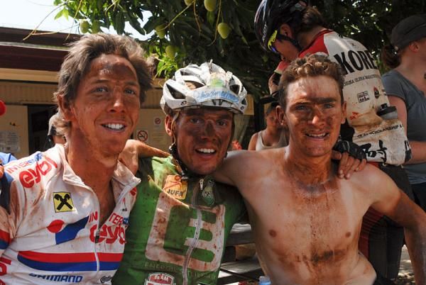 Josef Benedseder, Wolfgang Krenn and Christoph Sokoll after the finish