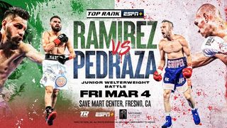 Flyer for Jose Ramirez vs Jose Pedraza live on ESPN+