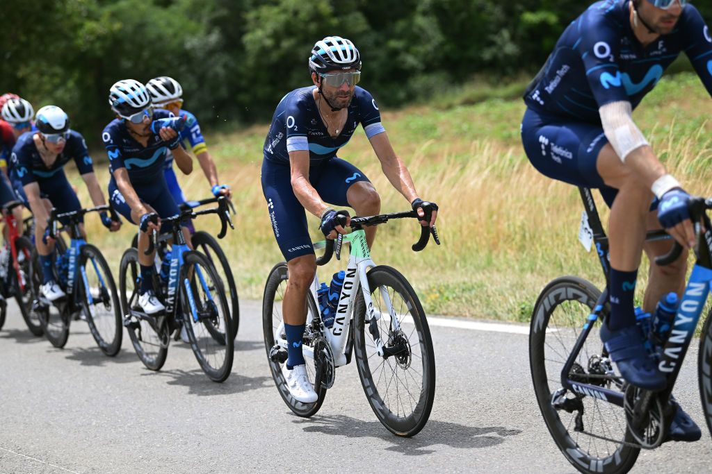 LISLE JOURDAIN FRANCE JUNE 16 Alejandro Valverde Belmonte of Spain and Movistar Team competes during the 46th La Route dOccitanie La Depeche du Midi 2022 Stage 1 a 1744km stage from Smac to LIsle Jourdain RDO2022 on June 16 2022 in LIsle Jourdain France Photo by Dario BelingheriGetty Images