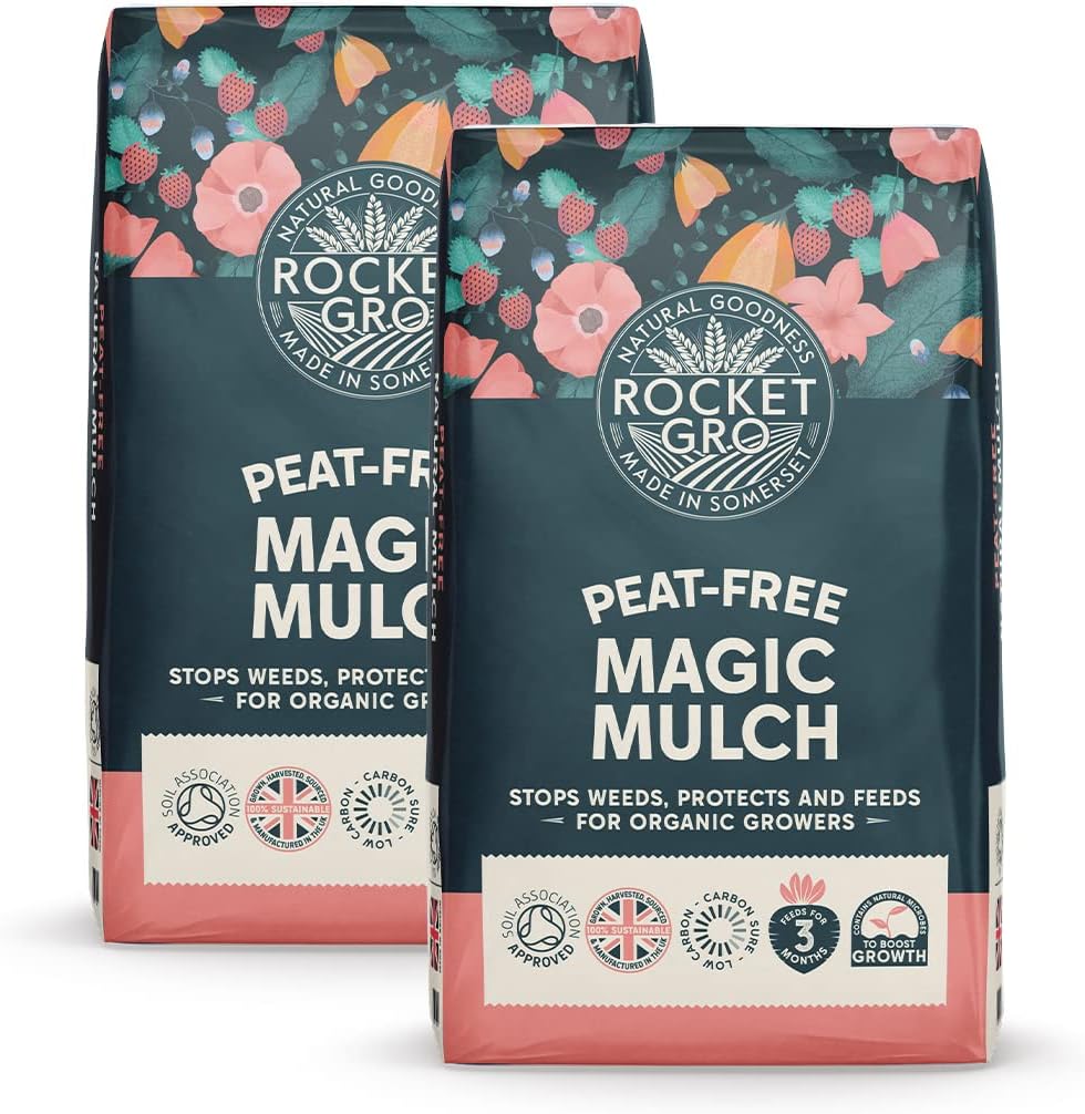 Rocketgro Organic Magic Mulch - 2 X 50l - Chemical-Free Natural Garden Mulch, Eco-Friendly Organic Fertilizer for Soil Enrichment, Enriched With N:p:k, Microbes &amp;amp; Nutrients