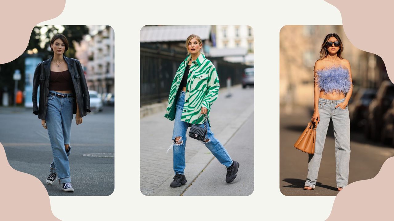 Three women wearing boyfriend jeans to illustrate how to style boyfriend jeans