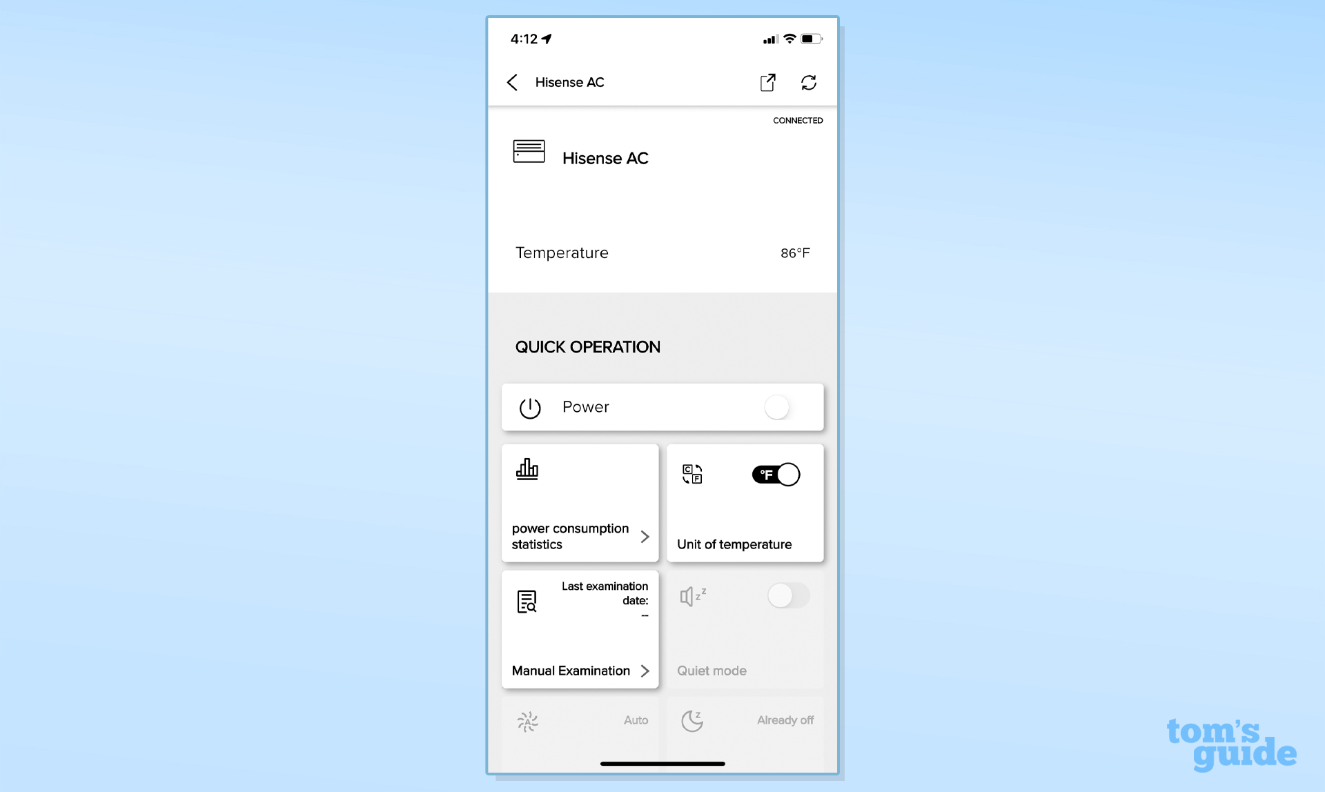 Screenshot of Hisense smart window air conditioner . app