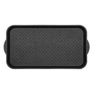 A rounded rectangular black rubber tray