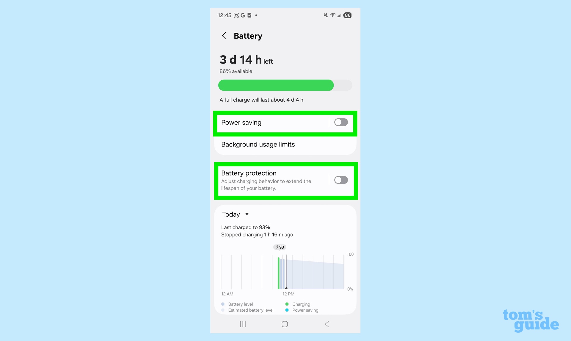 galaxy s25 battery protection and power saving controls
