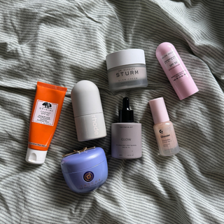 the products that Rebecca uses in her glowing skin routine