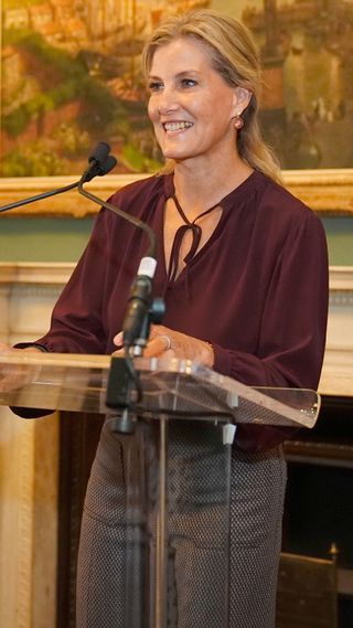 Duchess of Edinburgh announcing the winner of the British Fashion Council's Queen Elizabeth II Award for British Design