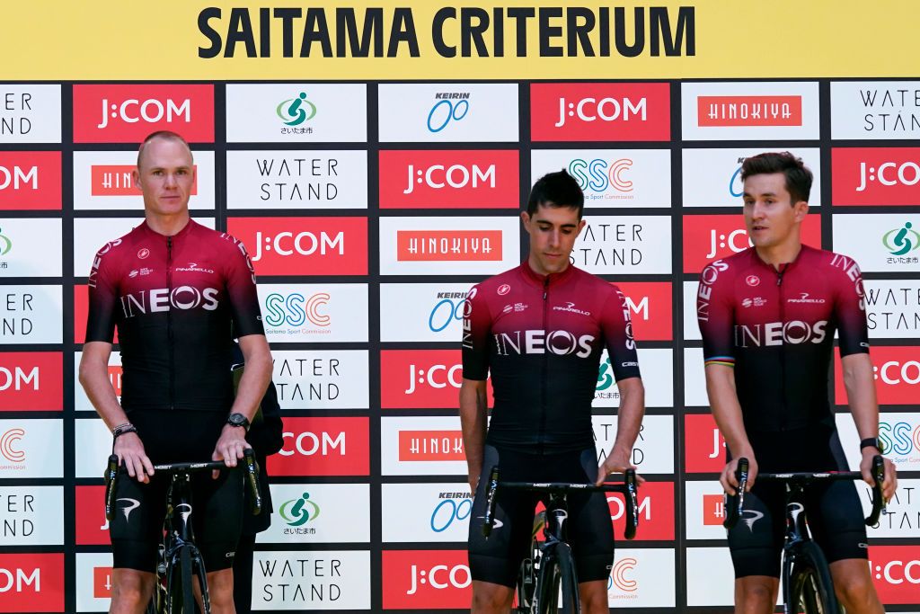 Riders do karate and football-darts before the 2019 Saitama Tour de France criterium