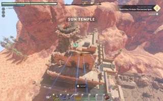 Player gliding into the Sun Temple