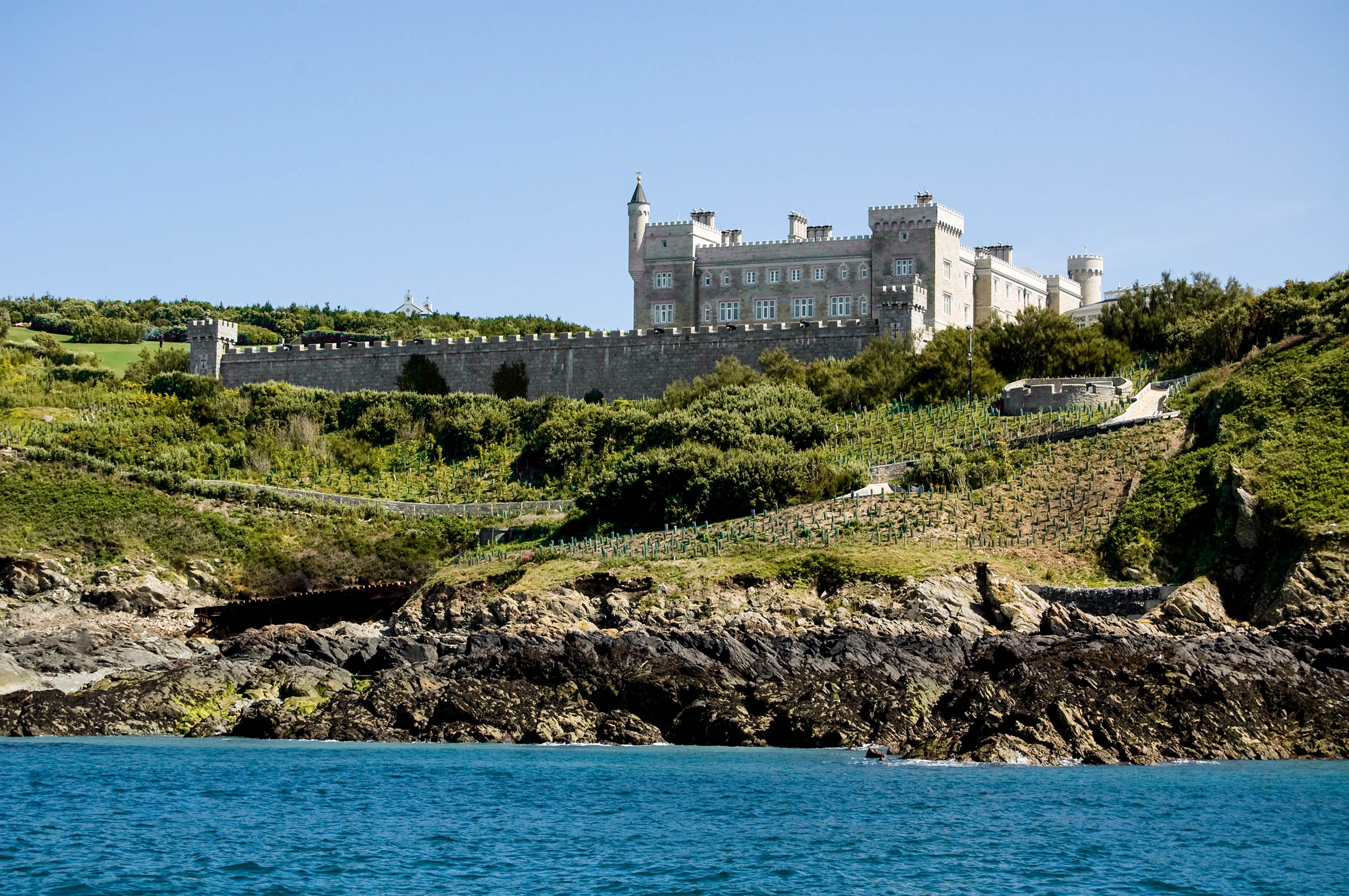 A view of Barclay brothers home on Brecqhou in the Channel Islands
